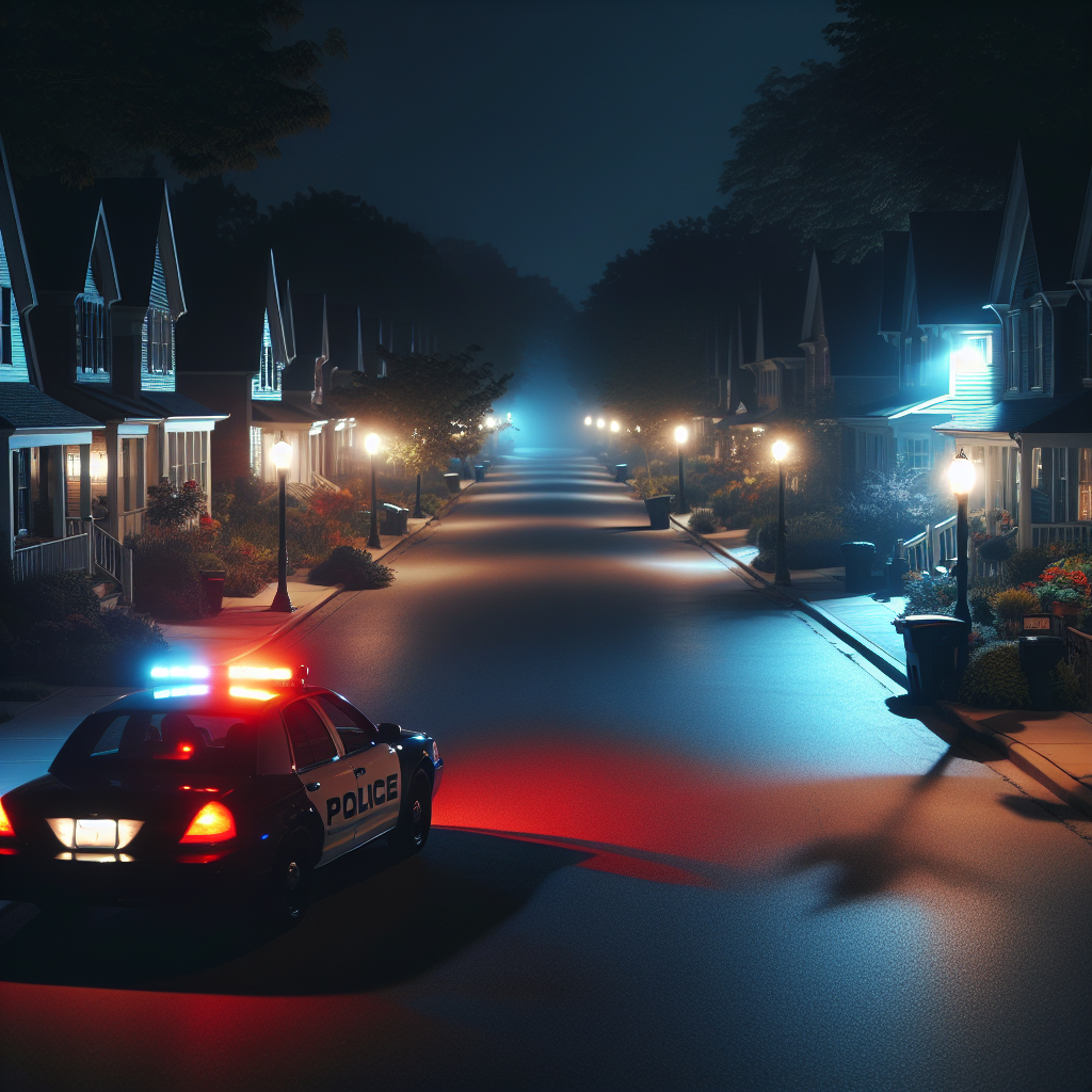 police going through a neighborhood at night